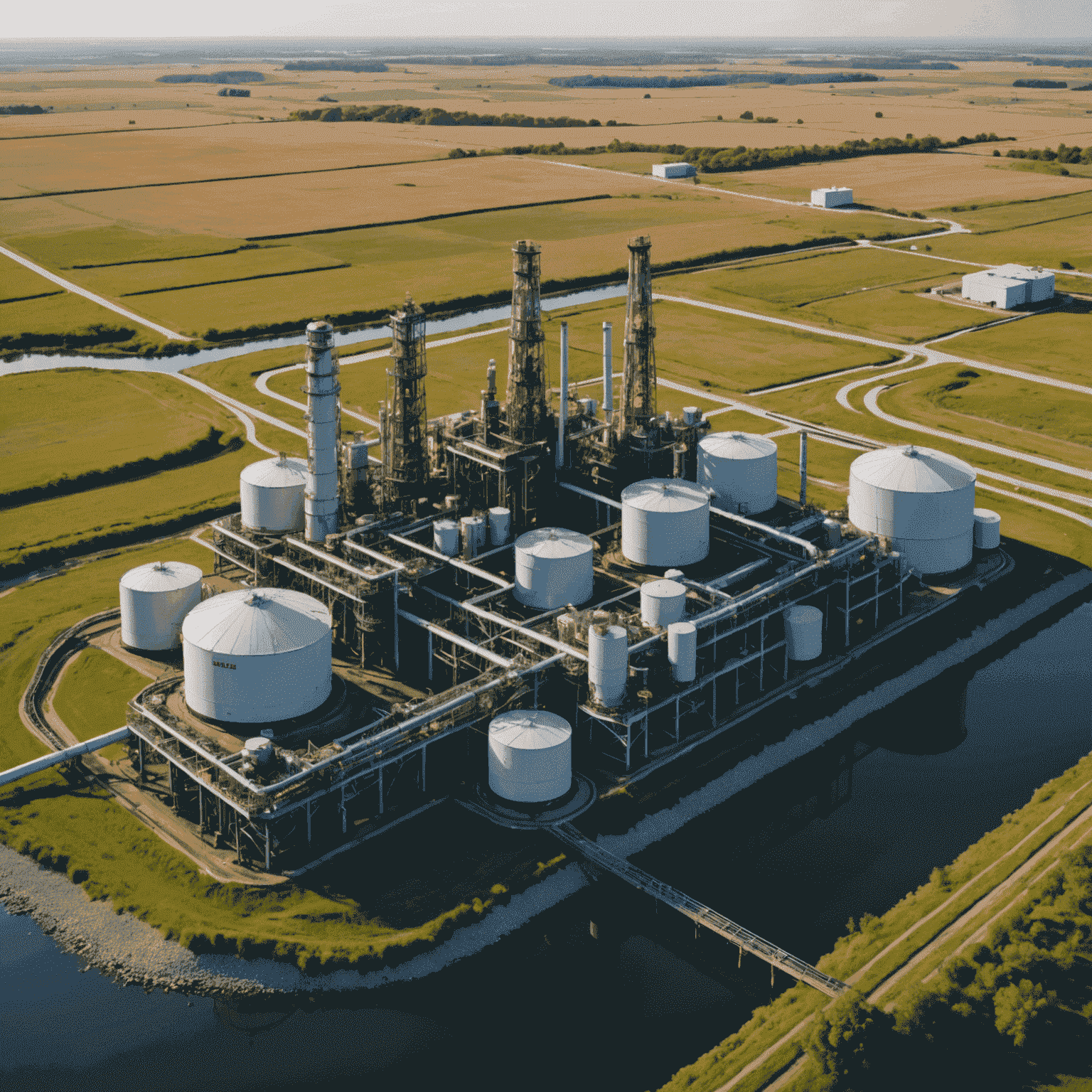 Visual representation of machine learning algorithms optimizing oil production, showing interconnected nodes and data flows